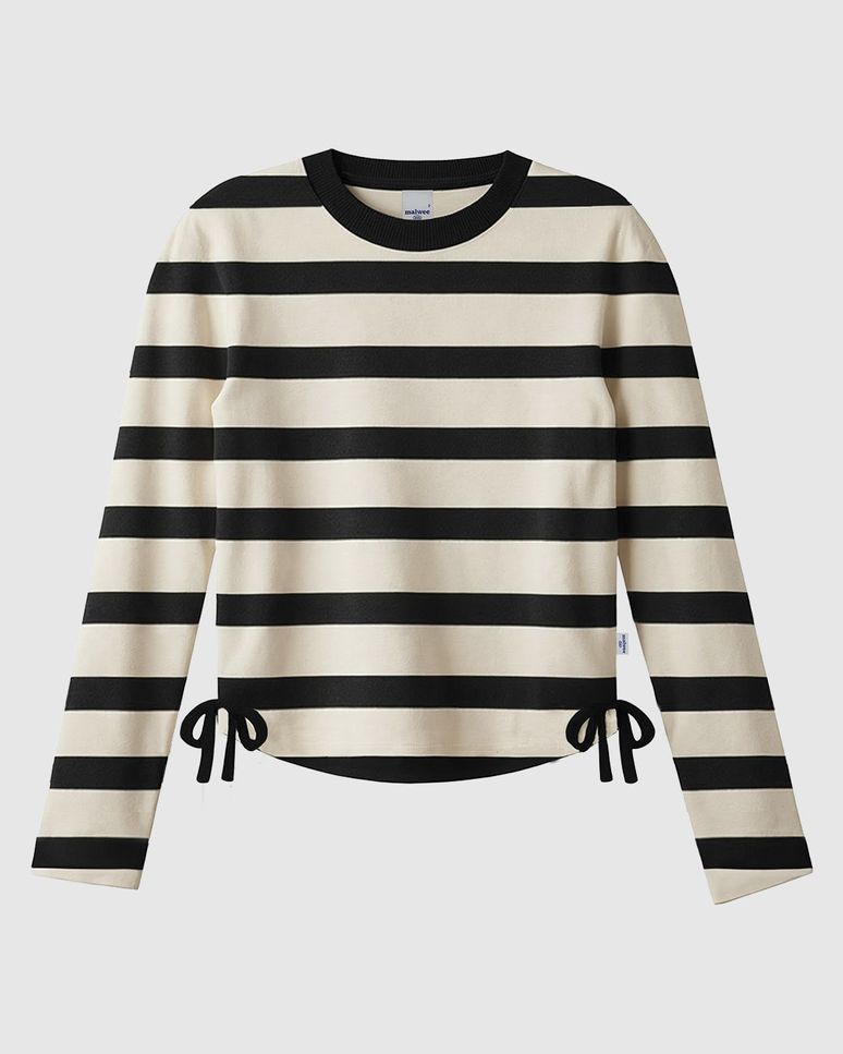 Blusa Infantil Menina Listrada Manga Longa Detalhe Laço Lateral Malwee Kids