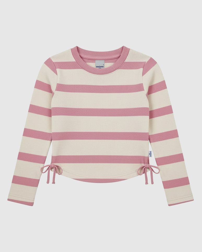 Blusa Infantil Menina Listrada Manga Longa Detalhe Laço Lateral Malwee Kids