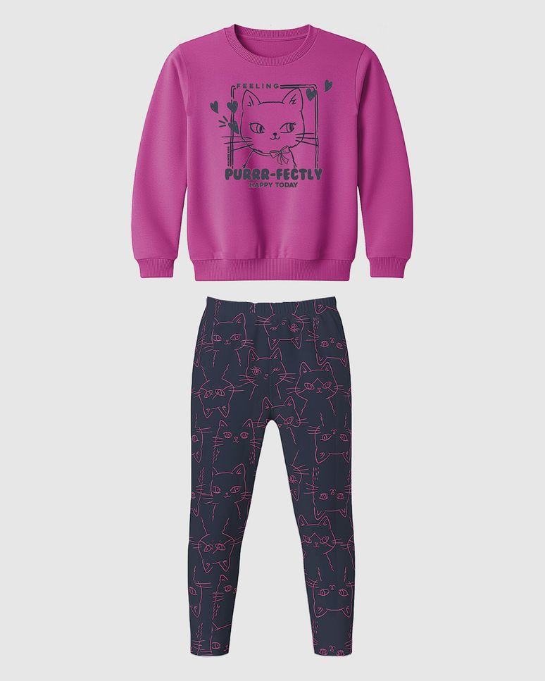 Conjunto Infantil Menina Happy Today Moletom Flanelado Malwee Kids