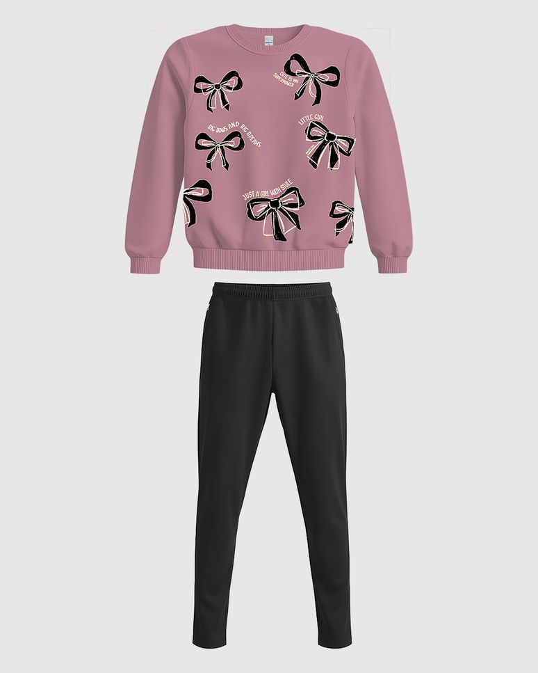 Conjunto Infantil Menina Blusão Estampa Glitter Moletom Flanelado Malwee Kids