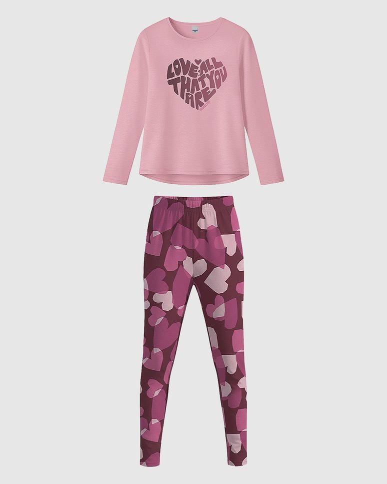 Conjunto Infantil Menina Blusa E Legging Estampada Em Algodão Malwee Kids
