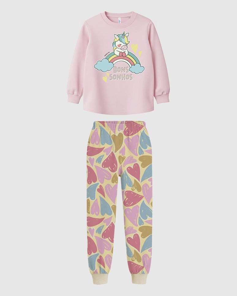 Pijama Infantil Menina Blusa E Calça Estampada Em Algodão Malwee Kids