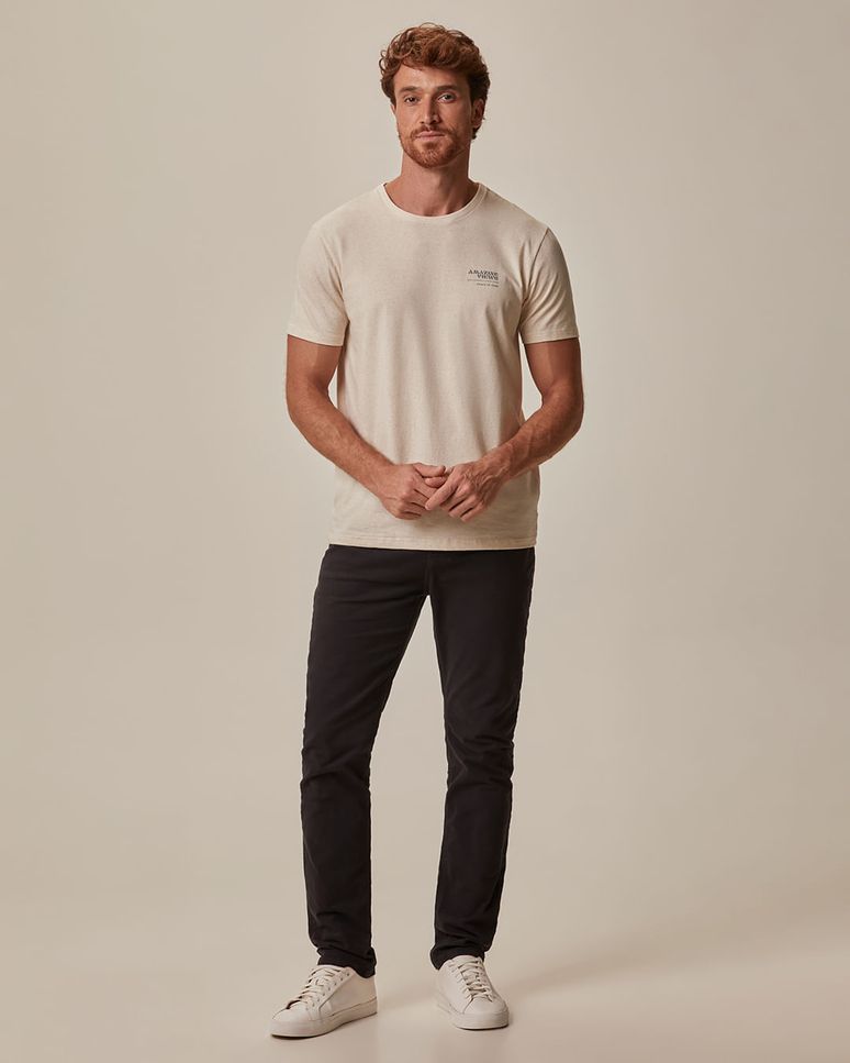 Calça Slim Masculina Cintura Média Bolso Funcional Em Sarja Stretch