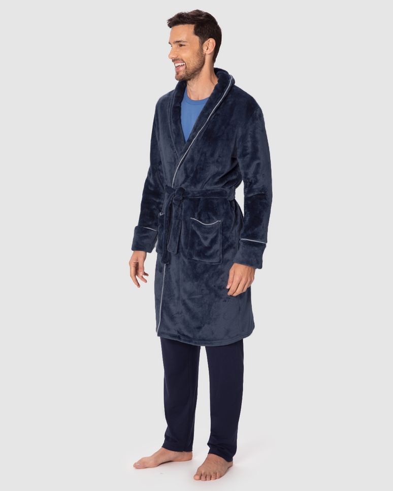 Roupão Unissex Com Faixa Bolso Funcional Em Fleece