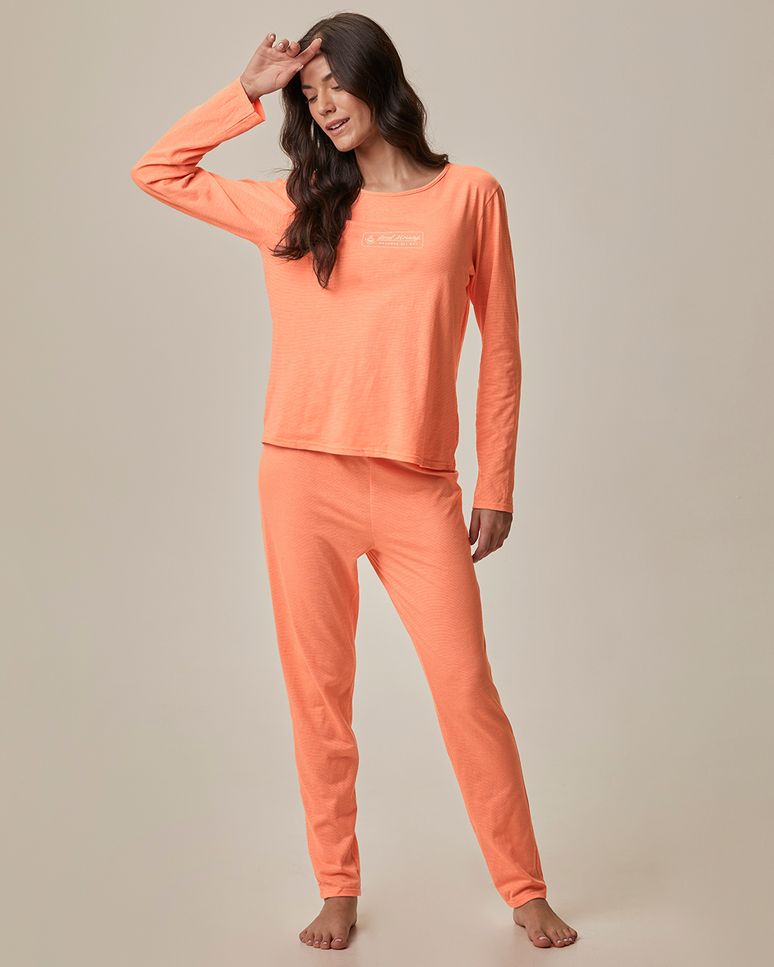 Pijama Longo Feminino Good Morning Pajamas All Day Em Malha Fio A Fio