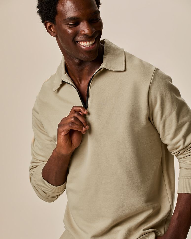 Jaqueta Masculina Regular Gola Fecho Zíper Em Moletom Flanelado