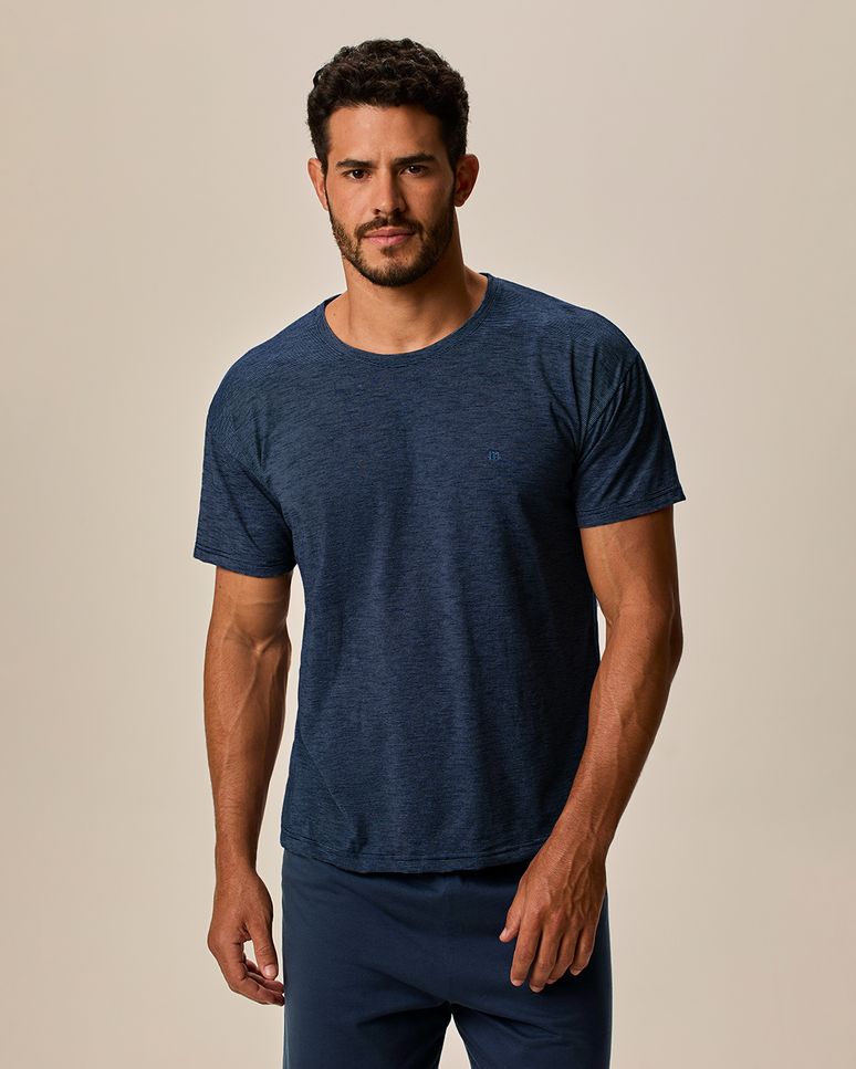 Pijama Curto Masculino Camiseta Manga Curta E Shorts Em Malha Fio A Fio