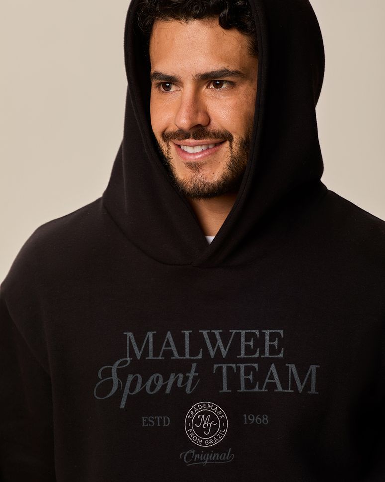 Blusão Masculino Regular Com Capuz Estampa E Bordado Moletom Do Abraço