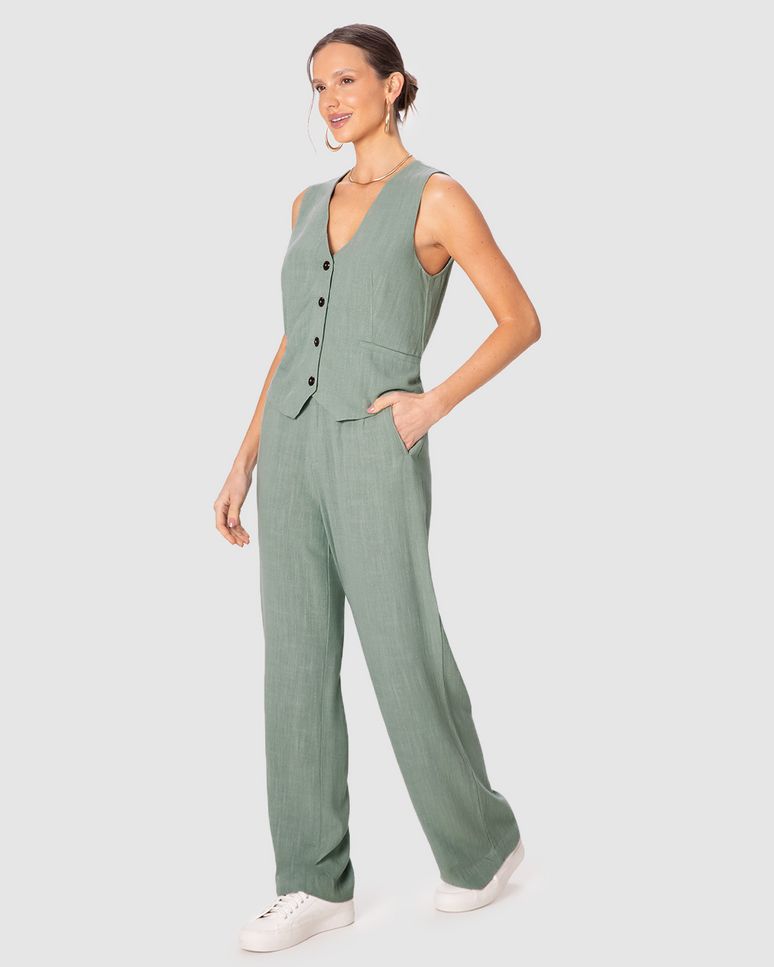 Colete Feminino Tradicional Botões Frontais Em Viscolinho