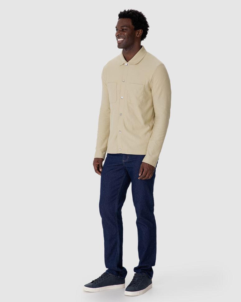 Jaqueta Masculina Regular Bolso Frontal Em Moletinho Texturizado