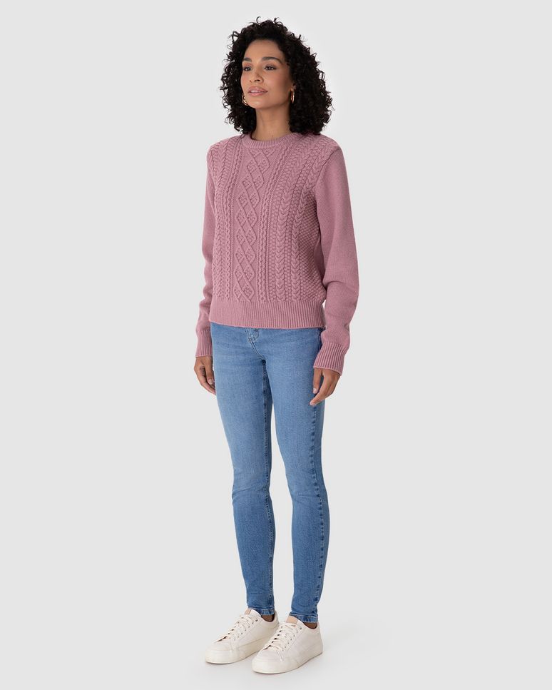 Blusão Amplo Feminino Mullet Em Tricô Trançado