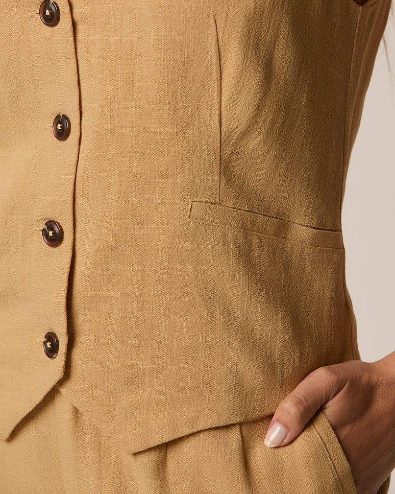 Colete Feminino Tradicional Botões Frontais Em Viscolinho