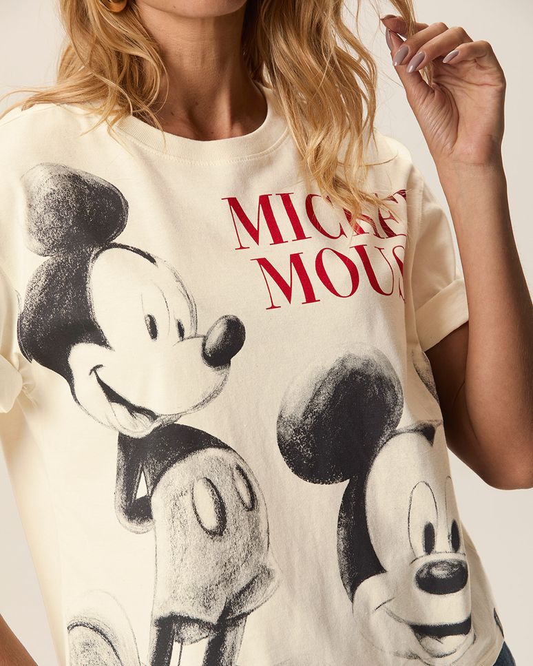 Camiseta Feminina Box Estampa Especial Mickey Mouse Em Algodão