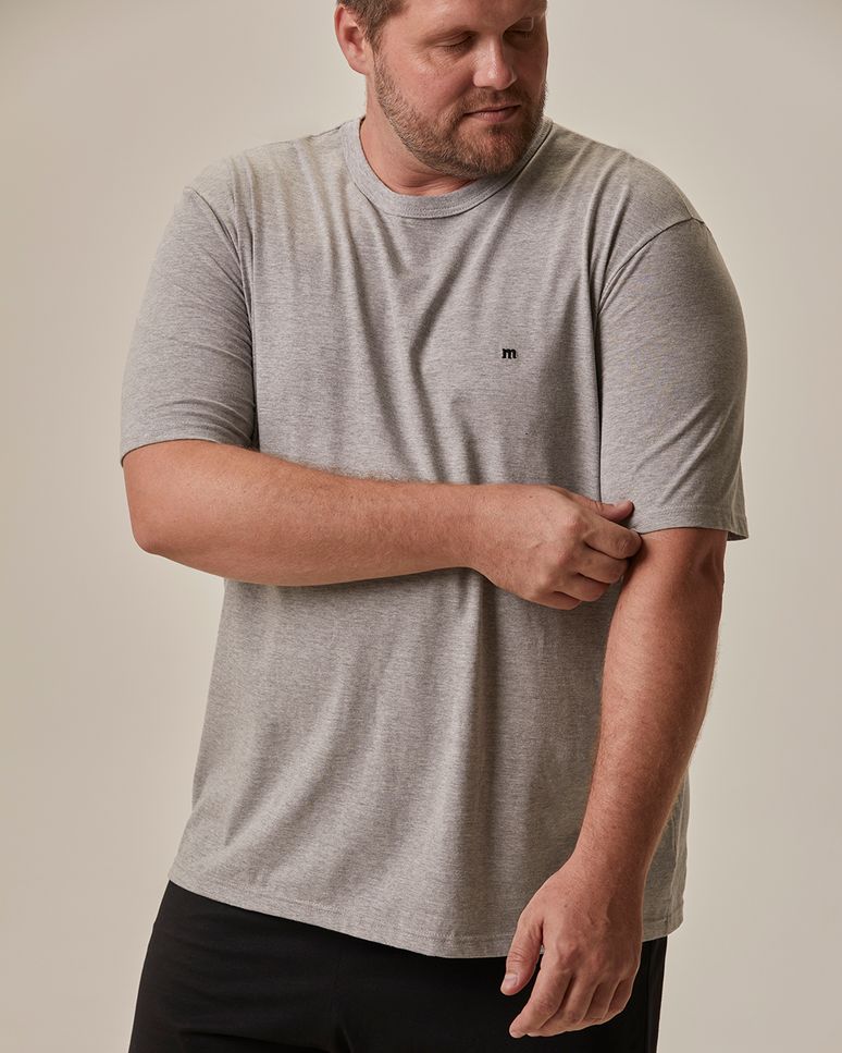 Pijama Curto Masculino Plus Size Camiseta E Shorts Em Malha Algodão