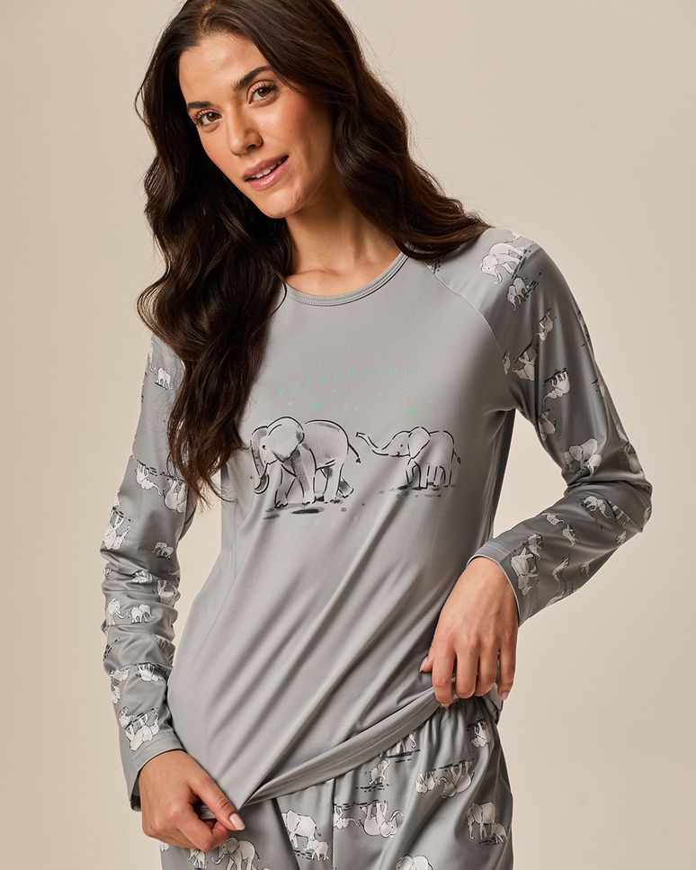 Pijama Longo Feminino Big Friends Partnership Em Malha Jersey