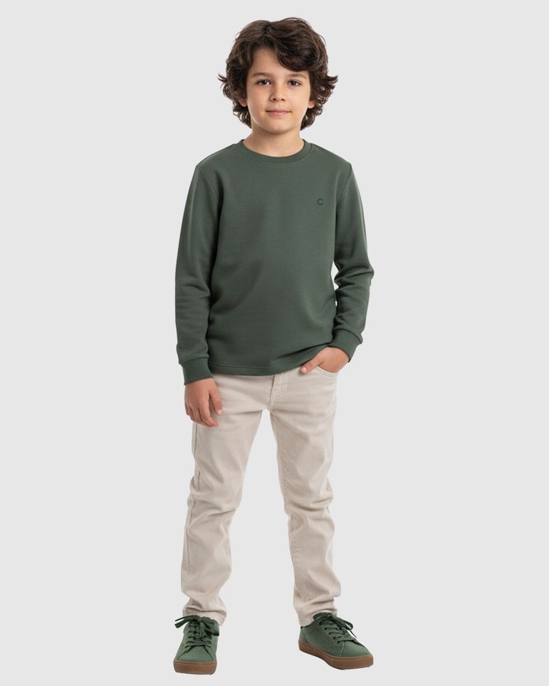 Camiseta Menino Gola Redonda Manga Longa Em Algodão - Carinhoso