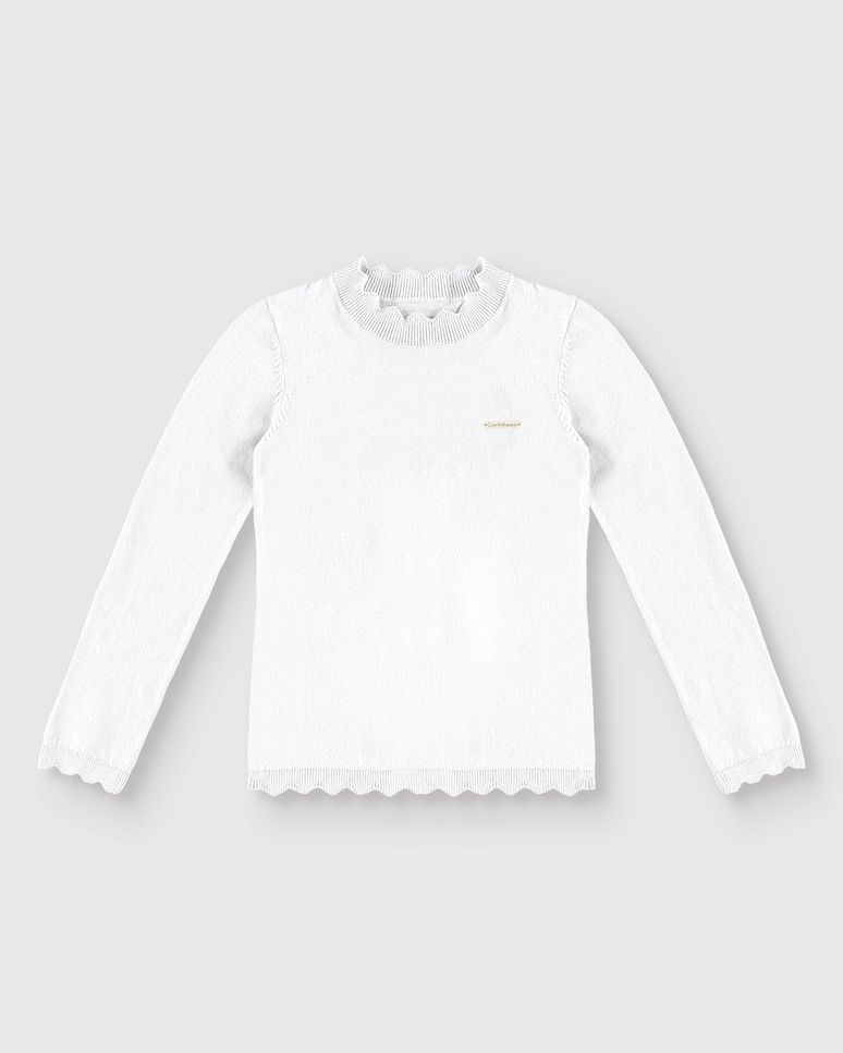 Blusa Menina Gola Ondulada Em Tricô - Carinhoso