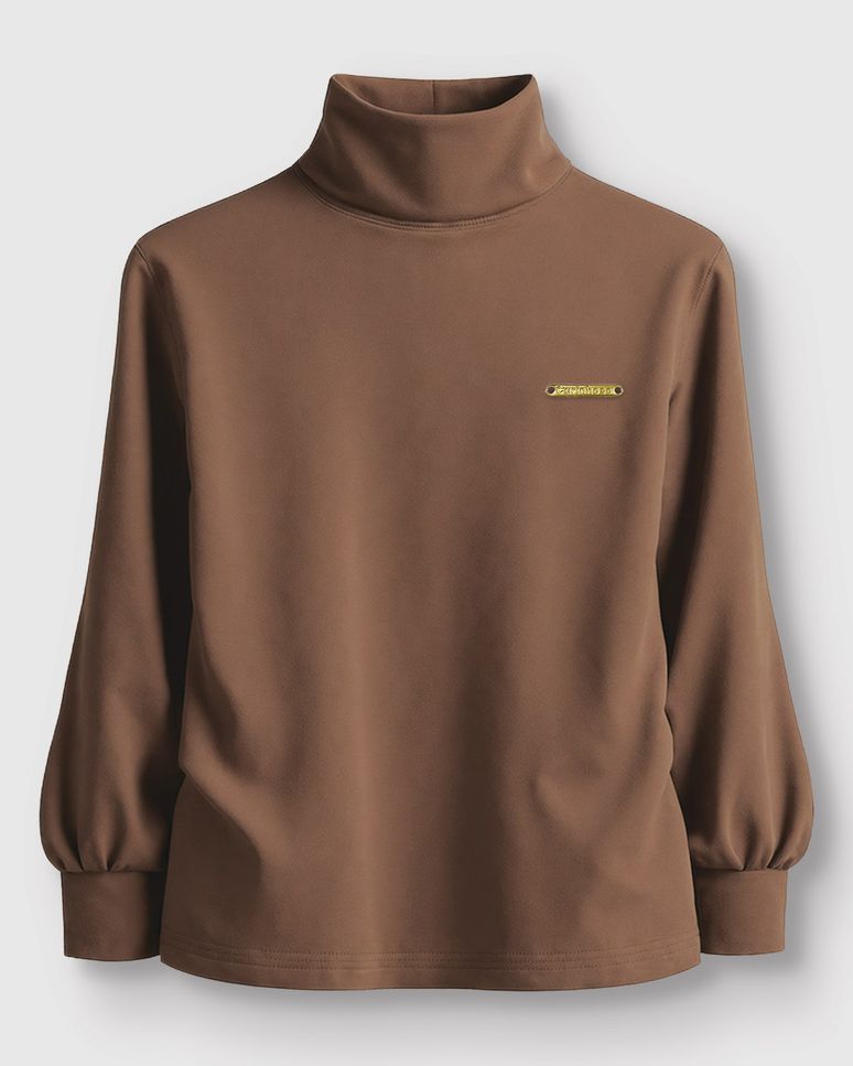 Blusa Menina Gola Alta Em Malha Algodão - Carinhoso