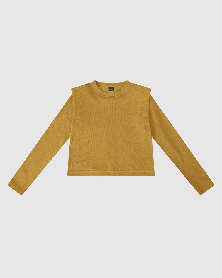 Blusão Amplo Feminino Manga Longa Detalhe Ombreira Em Tricô Flanelado - ENFIM