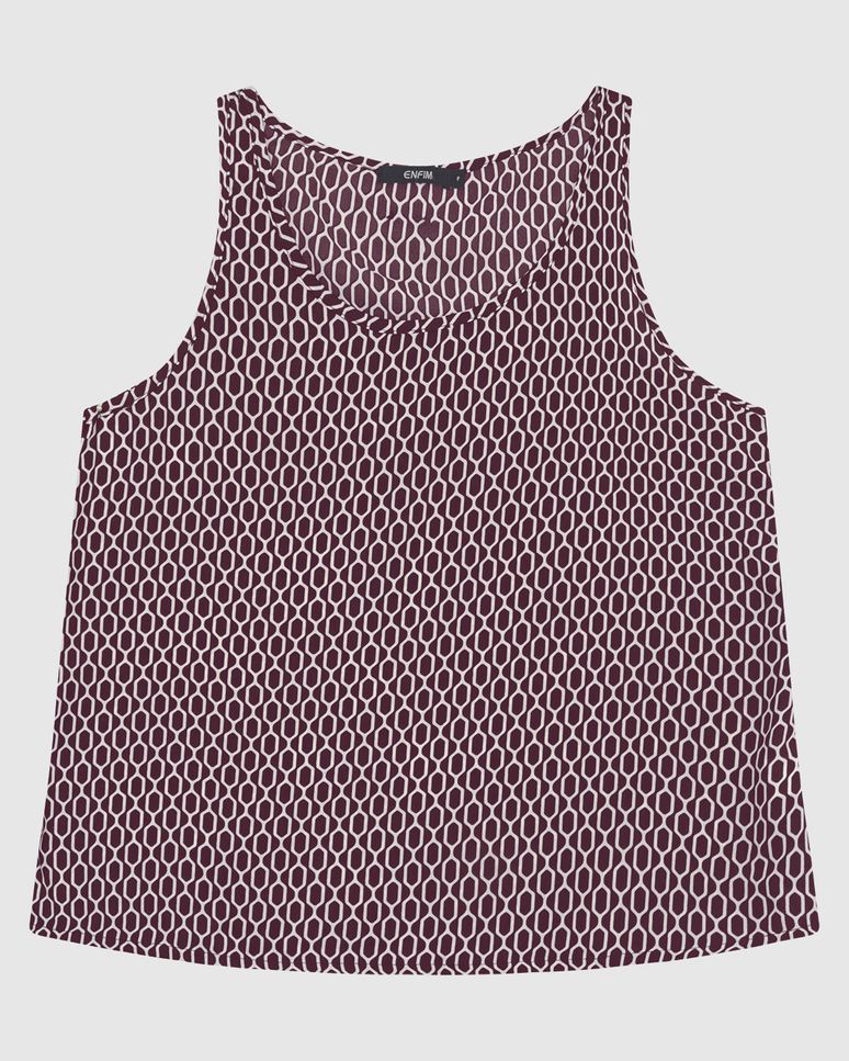 Regata Ampla Feminina Estampada Detalhe Fenda Lateral Em Tecido Crepe - ENFIM