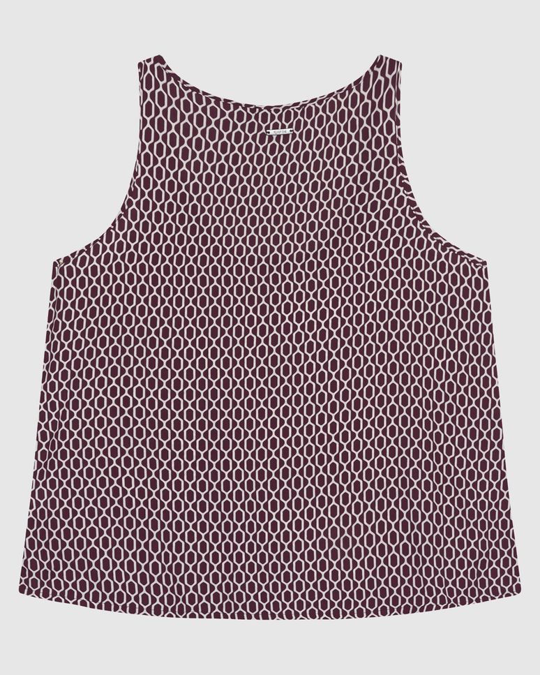 Regata Ampla Feminina Estampada Detalhe Fenda Lateral Em Tecido Crepe - ENFIM