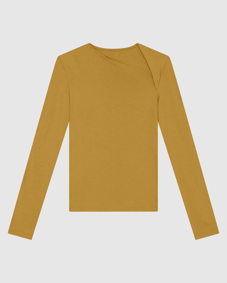 Blusa Feminina Justa Manga Longa Fenda No Ombro Em Viscose Stretch - ENFIM