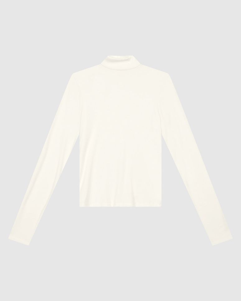 Blusa Básica Feminina Gola Alta Manga Longa Em Malha Viscose Canelada - ENFIM