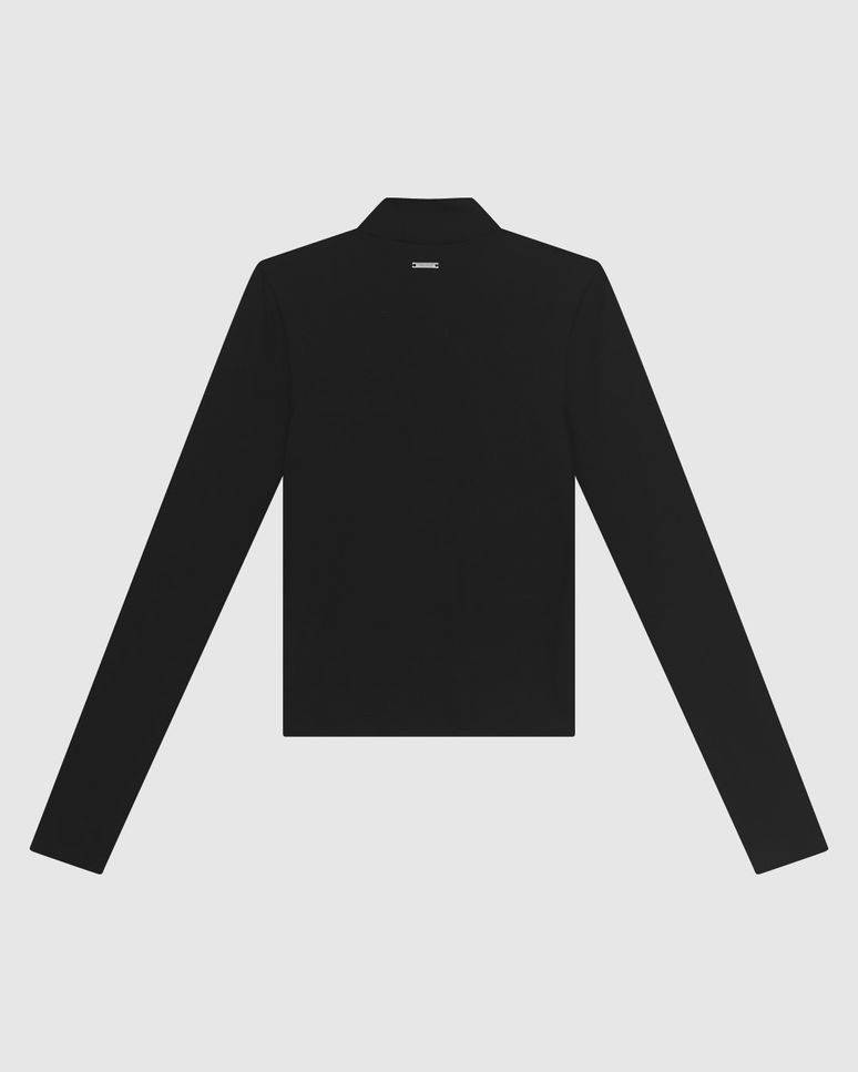 Blusa Básica Feminina Gola Alta Manga Longa Em Malha Viscose Canelada - ENFIM