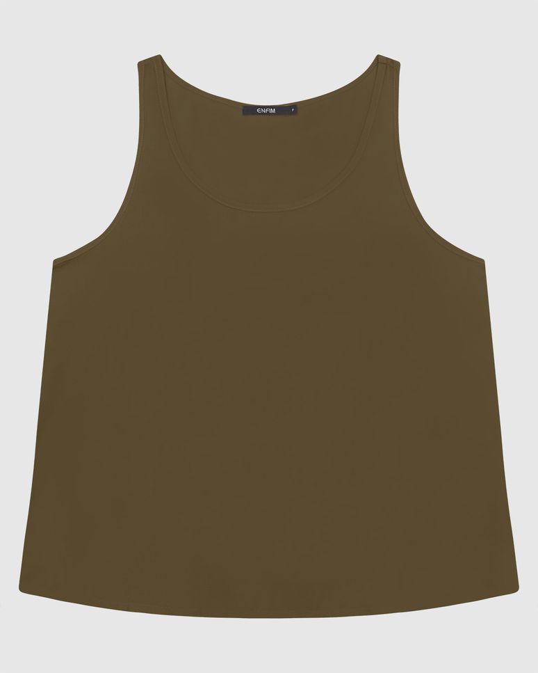 Regata Ampla Feminina Detalhe Fenda Lateral Em Tecido Crepe - ENFIM