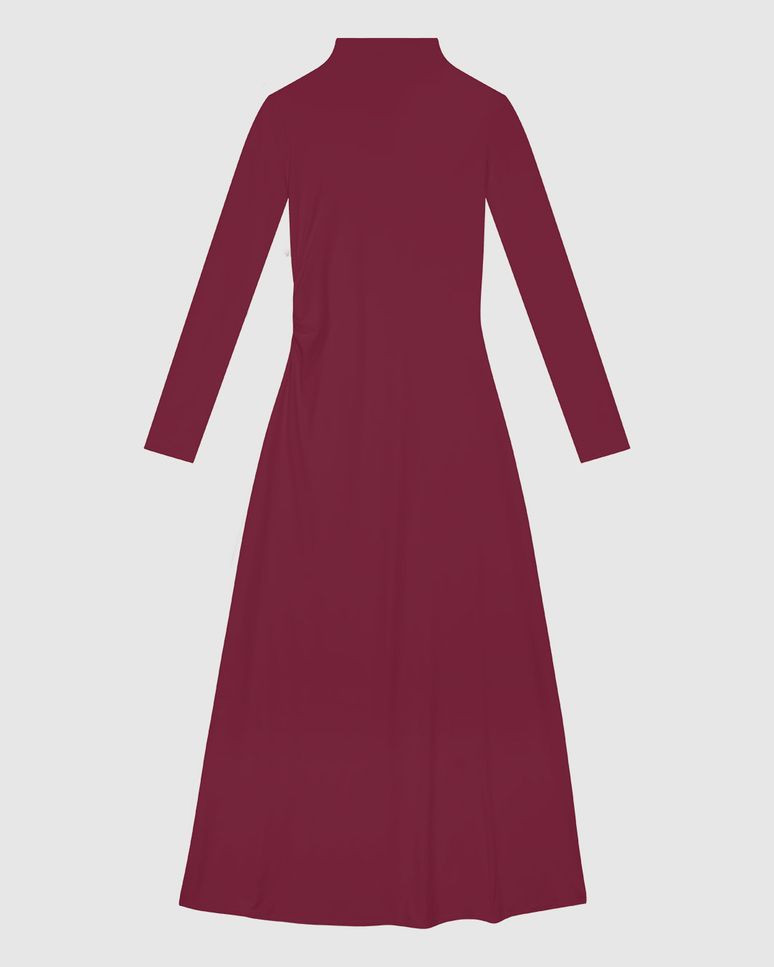 Vestido Midi Feminino Justo Gola Alta Manga Longa Em Malha Conforto Dry - ENFIM