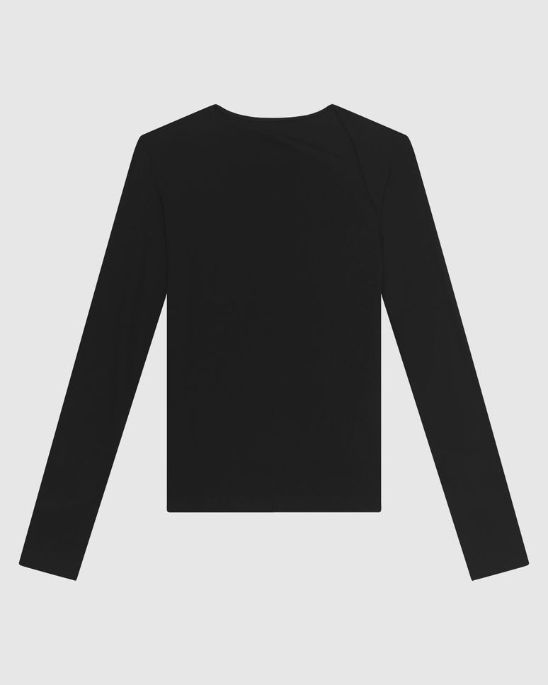 Blusa Feminina Justa Manga Longa Fenda No Ombro Em Viscose Stretch - ENFIM