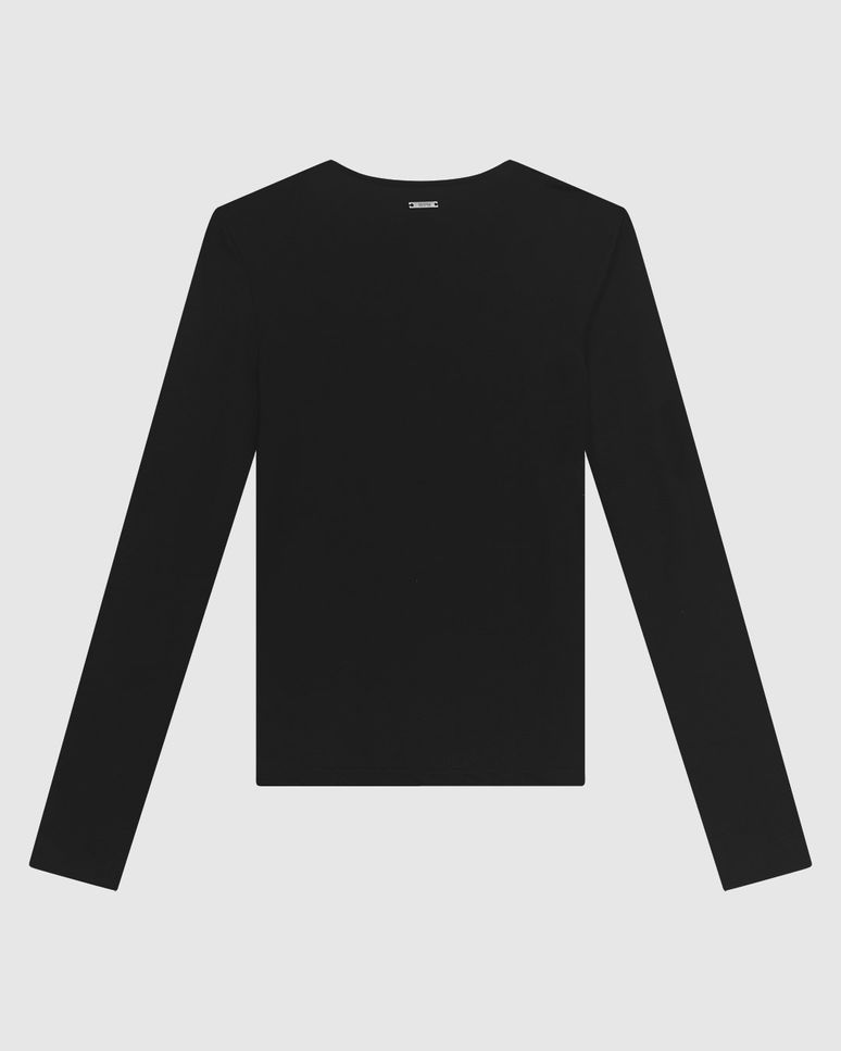 Blusa Feminina Justa Manga Longa Fenda No Ombro Em Viscose Stretch - ENFIM