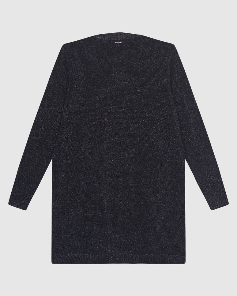 Cardigan Alongado Feminino Manga Longa Em Tricô Lurex - ENFIM