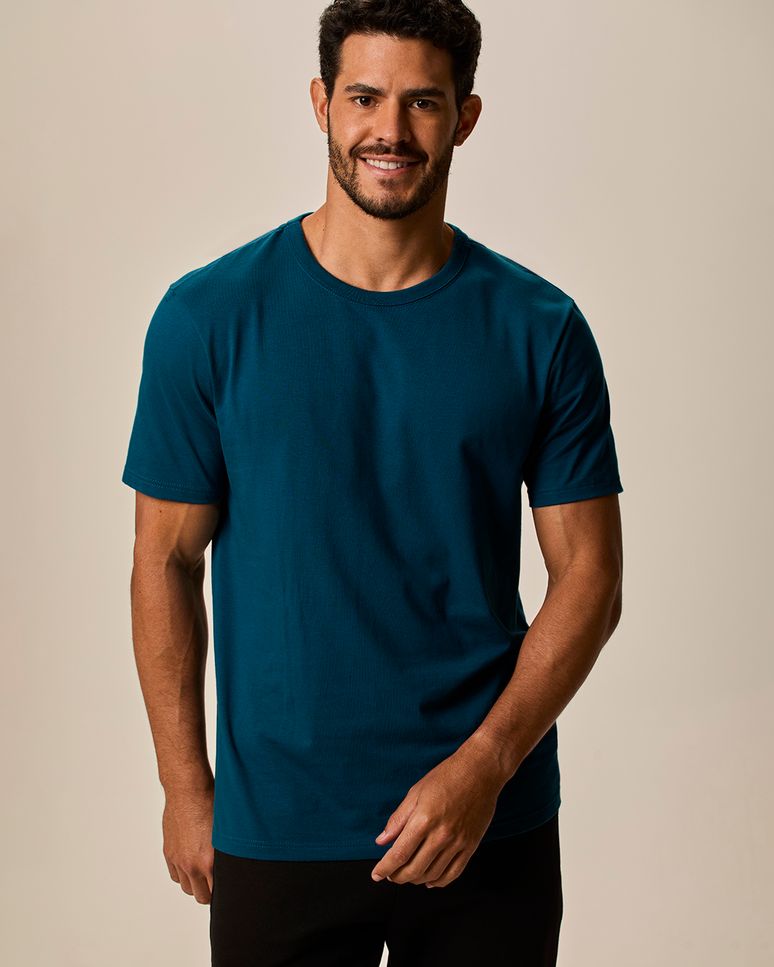 Camiseta Essencial Masculina Etiqueta Estampada Em Algodão