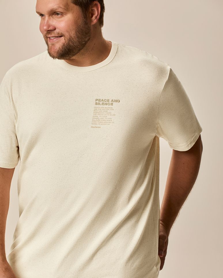 Camiseta Masculina Plus Size Estampa Lettering Puff Em Malha Linho