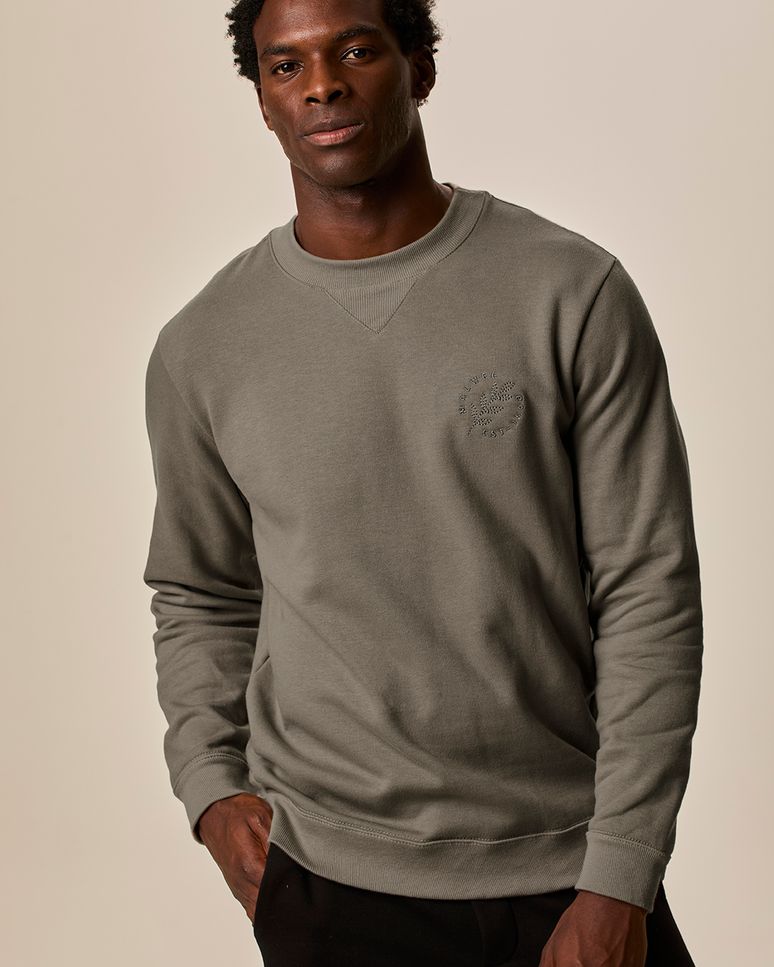 Blusão Masculino Slim Bordado Peitoral Em Moletom Linho