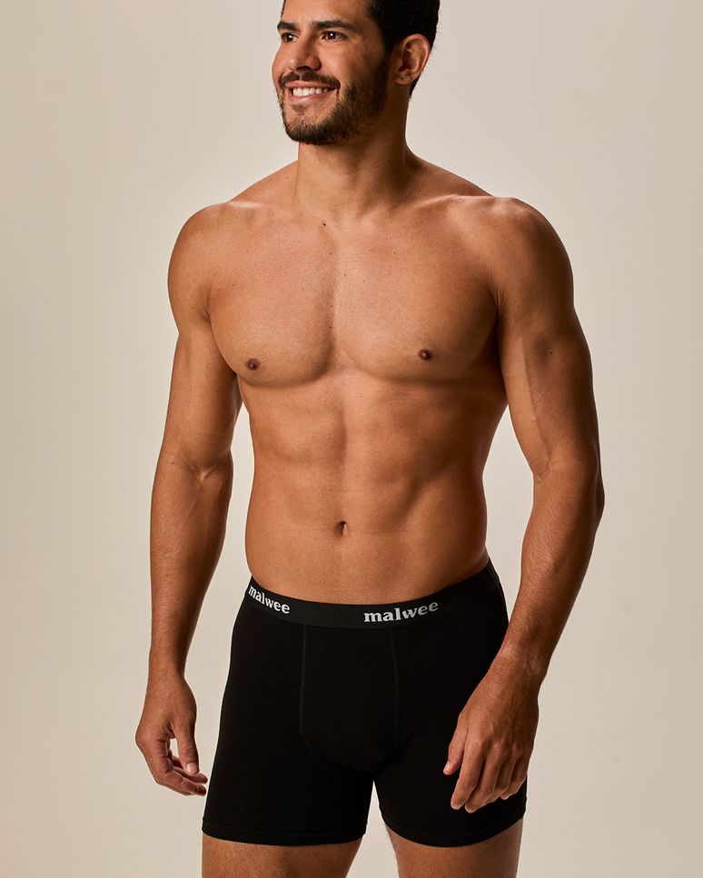 Kit Cueca Boxer Cós Elástico Em Algodão Com Elastano