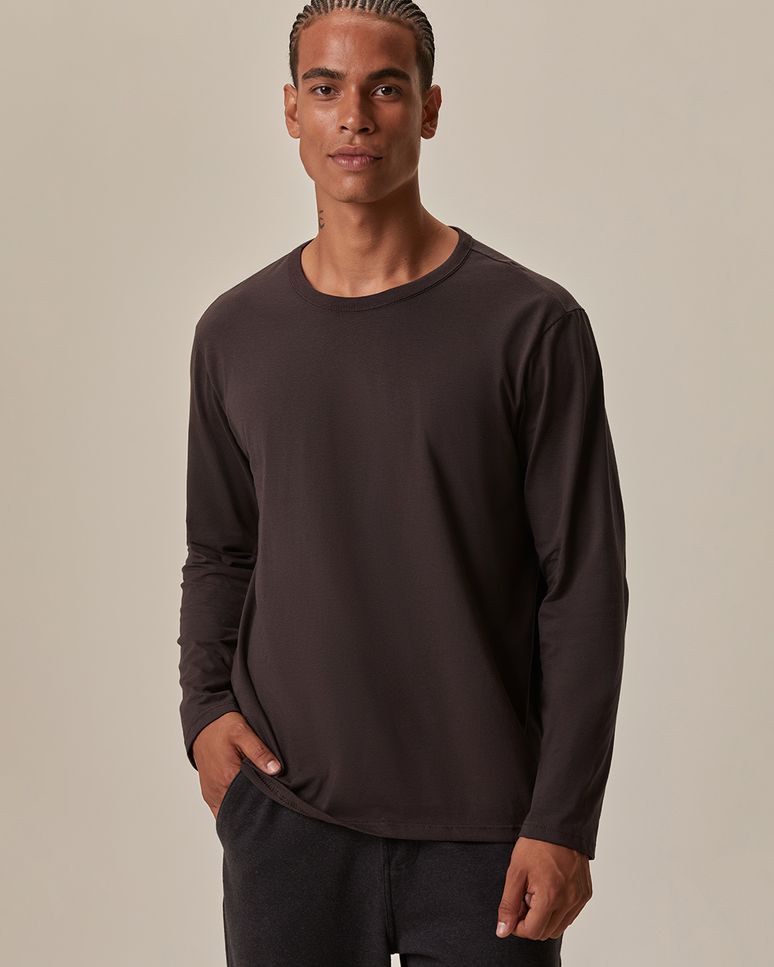 Camiseta Básica Masculina Manga Longa Em Algodão