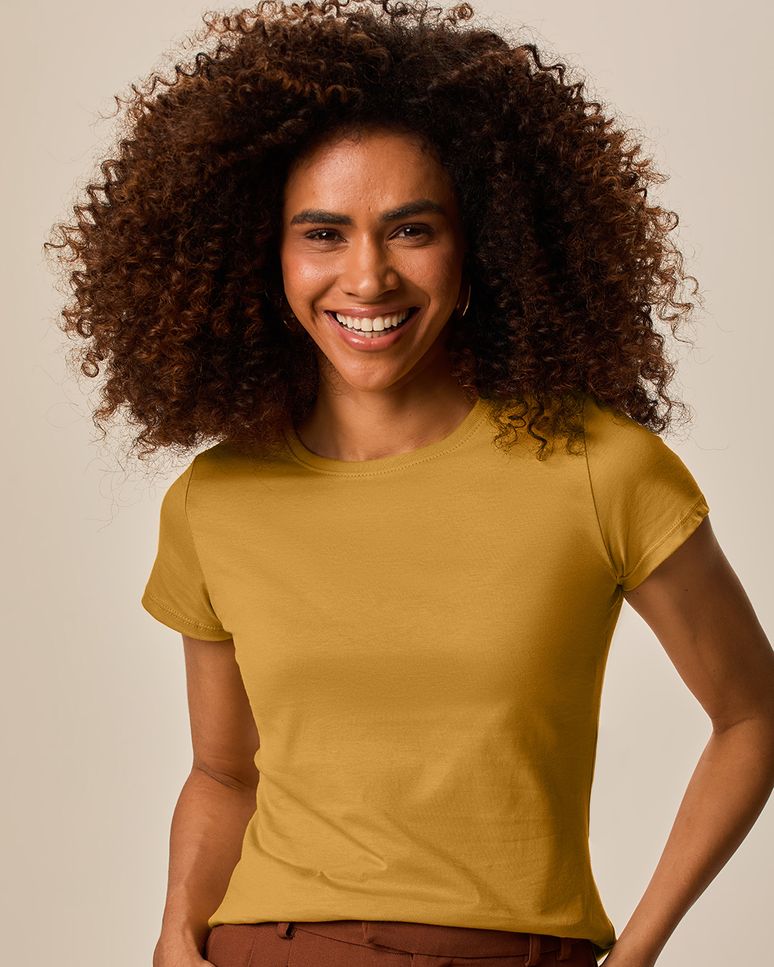Blusa Básica Feminina Baby Look Em Algodão