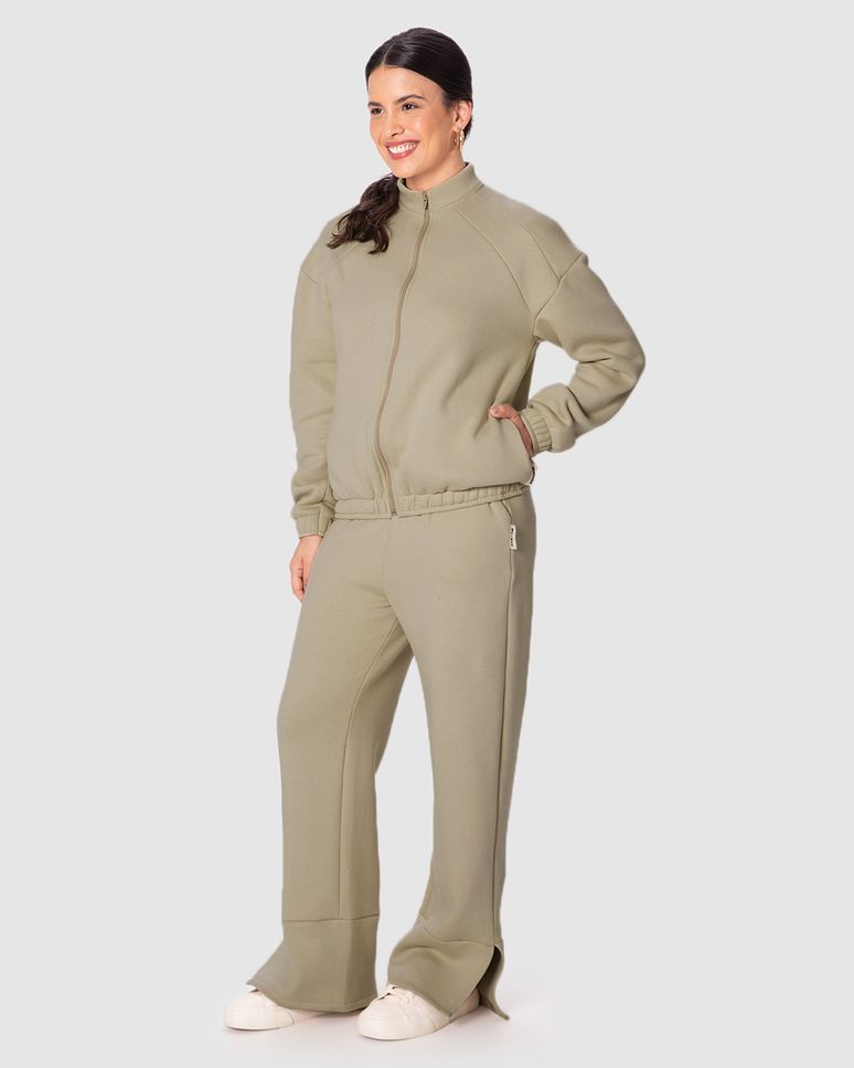 Jaqueta Ampla Feminina Detalhe Recorte Ombro Em Moletom Do Abraço