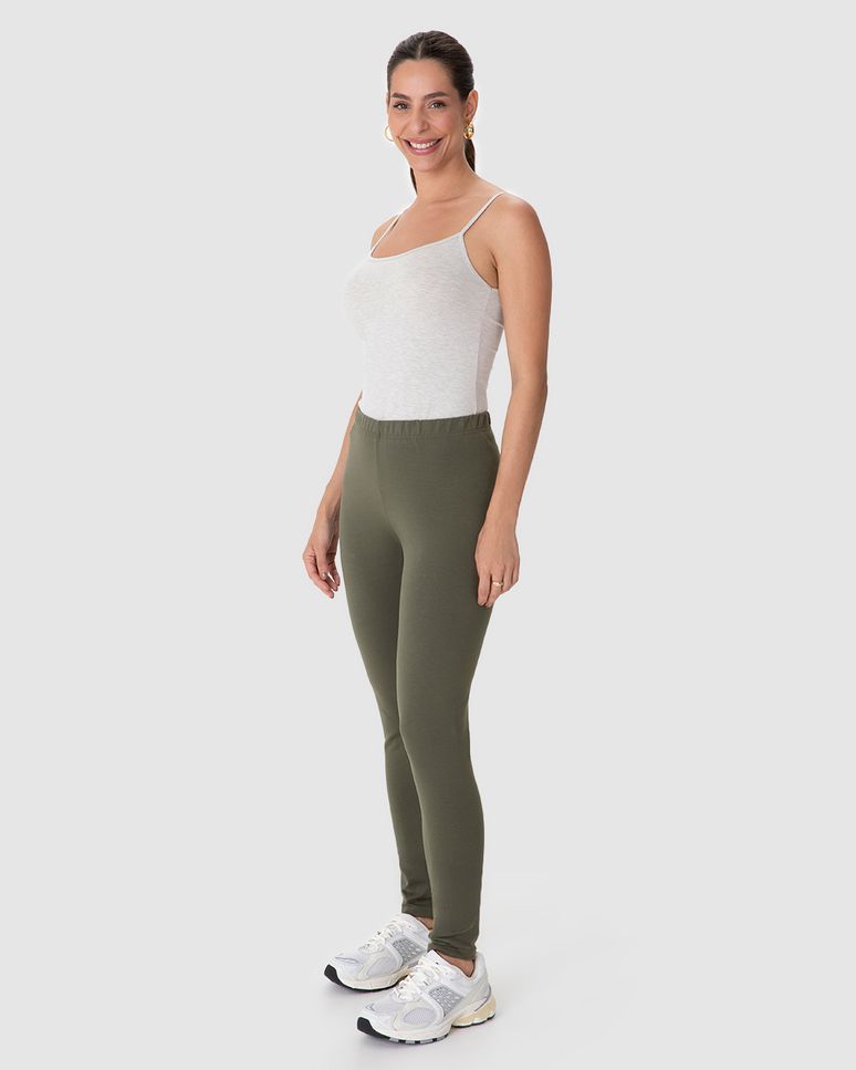 Calça Legging Básica Feminina Em Moletom Stretch Flanelado