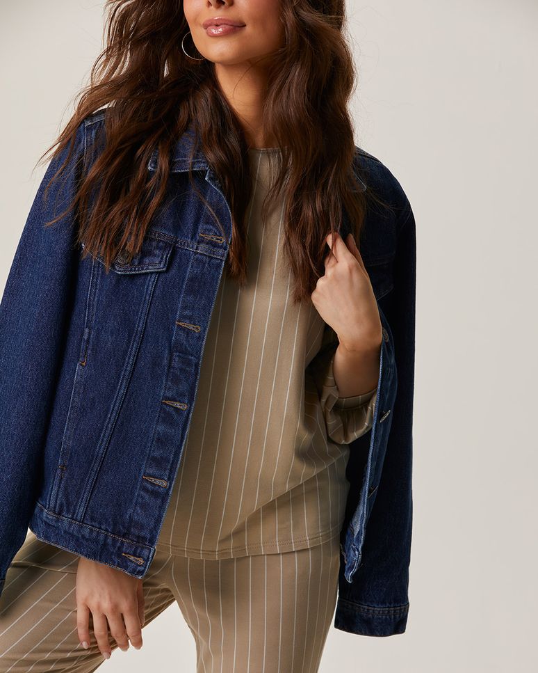 Conjunto Feminino Listrado Calça Bolso Faca Em Moletinho De Viscose