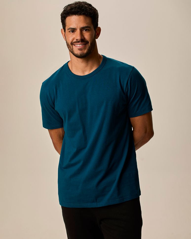 Camiseta Essencial Masculina Etiqueta Estampada Em Algodão