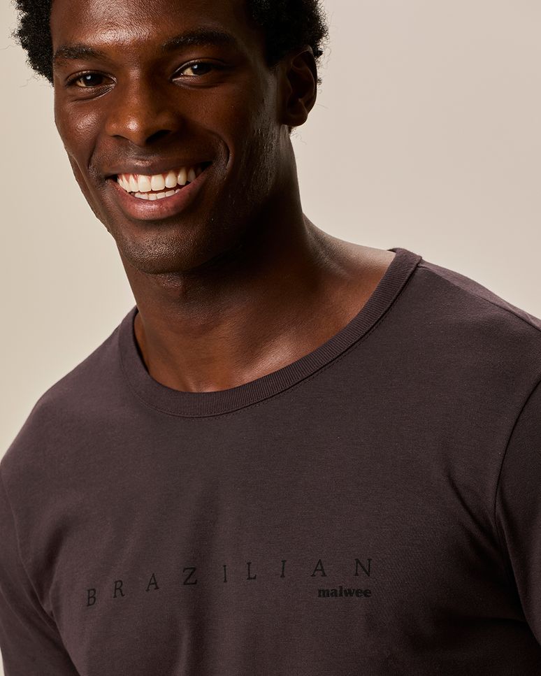 Camiseta Masculina Slim Manga Longa Estampada Em Algodão