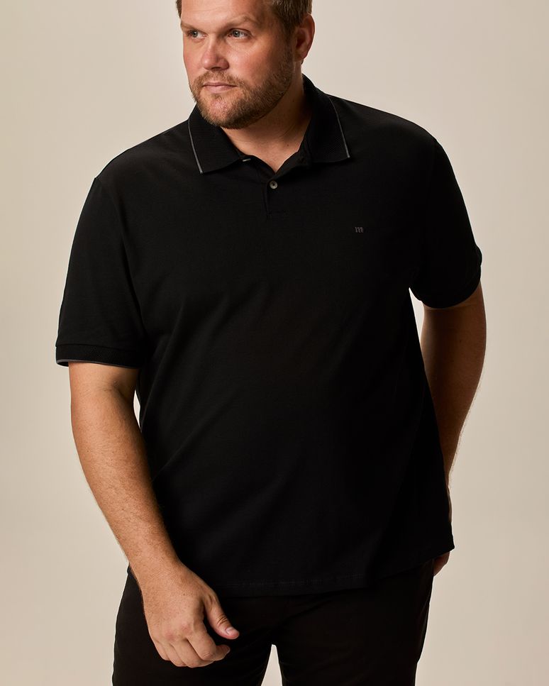 Camisa Polo Masculina Plus Size Regular Em Piquet Stretch