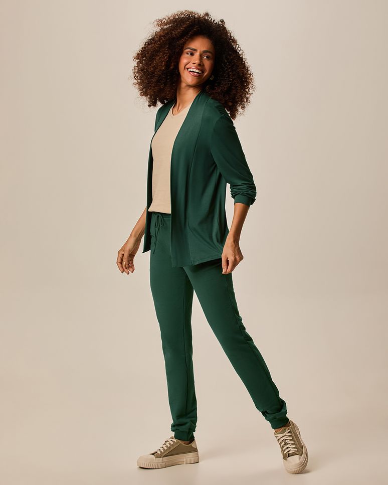 Cardigan Alongado Feminino Em Viscose Stretch