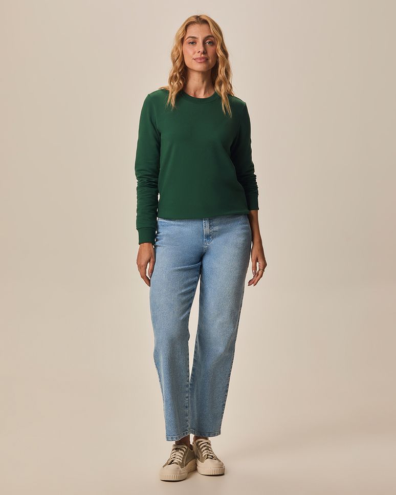 Blusão Básico Feminino Manga Longa Em Moletom Stretch