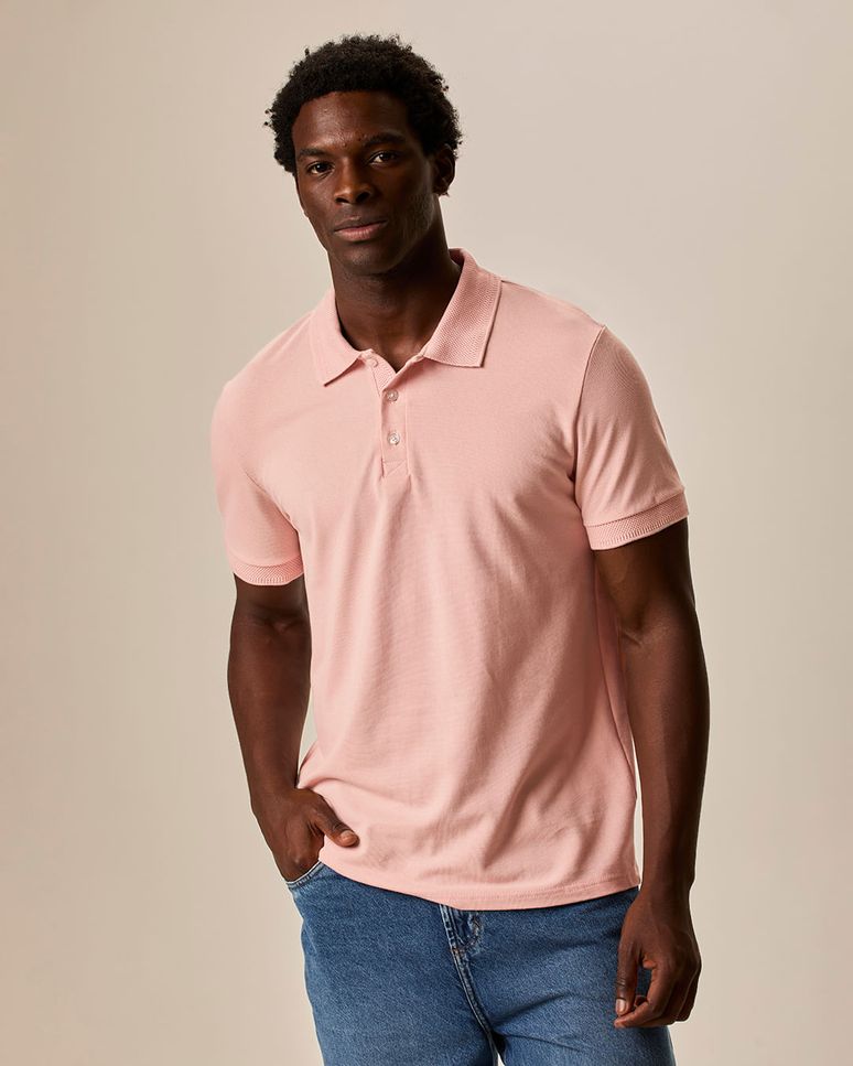 Camisa Polo Masculina Slim Peitilho E Manga Curta Em Piquet Premium