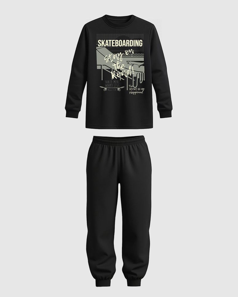 Conjunto Infantil Menino Camiseta Estampada E Calça Em Moletinho Malwee Kids