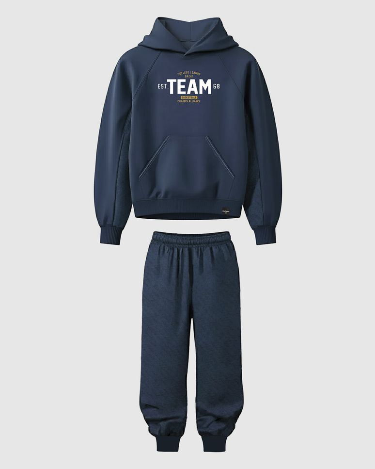 Conjunto Infantil Menino Blusão Com Capuz Bolso Canguru E Calça Malwee Kids